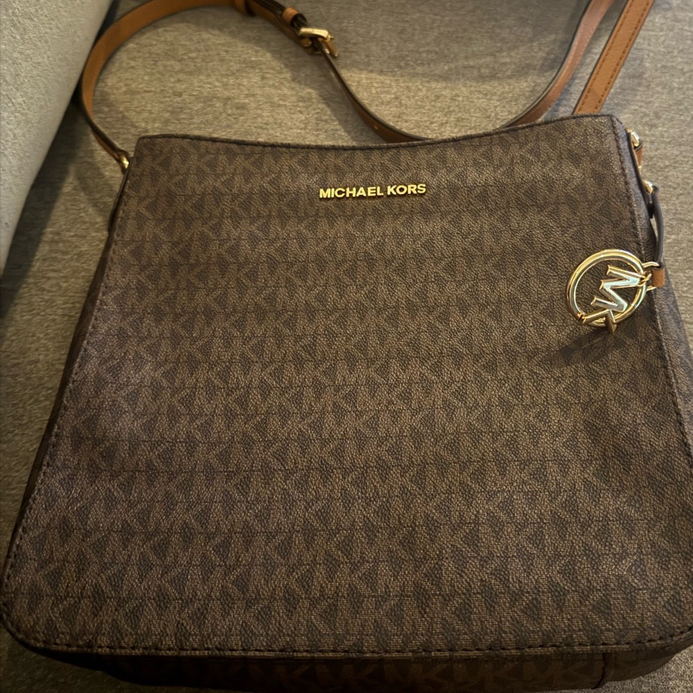MICHAEL KORS Shoulder Bag Leather BRW All-over Pattern OA-1912